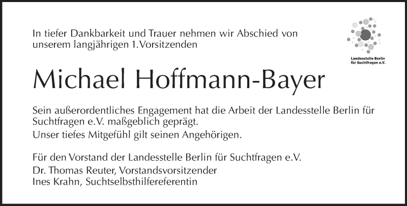  Traueranzeige für Michael Hoffmann-Bayer vom 10.03.2013 aus Tagesspiegel