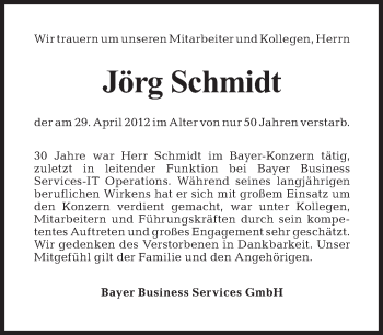Traueranzeige von Jörg Schmidt von Tagesspiegel