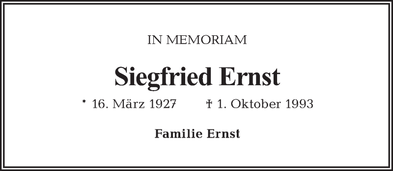  Traueranzeige für Siegfried Ernst vom 18.03.2012 aus Tagesspiegel