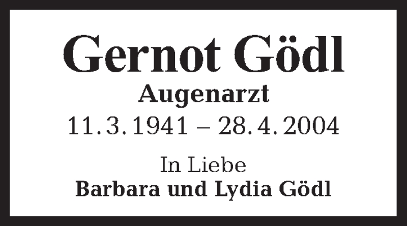  Traueranzeige für Gernot Gödl vom 28.04.2013 aus Tagesspiegel