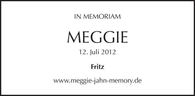  Traueranzeige für Meggie Jahn vom 13.07.2014 aus Tagesspiegel