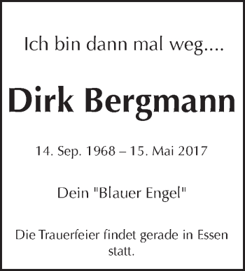 Traueranzeige von Dirk Bergmann von Tagesspiegel