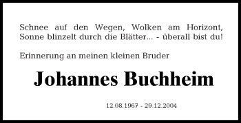 Traueranzeige von Johannes Buchheim von Tagesspiegel