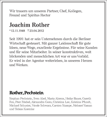 Traueranzeige von Joachim Rother von Tagesspiegel
