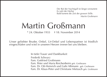 Traueranzeige von Martin Großmann von Tagesspiegel