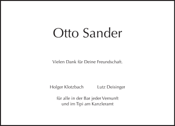 Traueranzeige von Otto Sander von Tagesspiegel