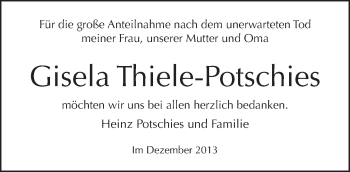 Traueranzeige von Gisela Thiele-Potschies von Tagesspiegel