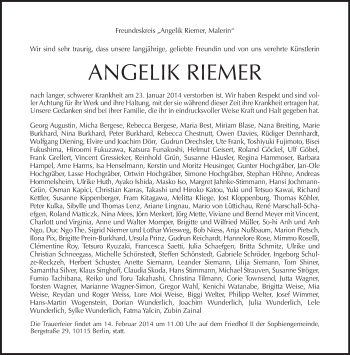 Traueranzeige von Angelik Riemer von Tagesspiegel