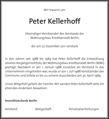 Traueranzeige von Peter Kellerhoff von Tagesspiegel