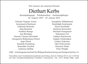 Traueranzeige von Diethart Kerbs von Tagesspiegel