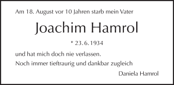 Traueranzeige von Joachim Hamrol von Tagesspiegel