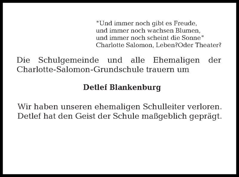  Traueranzeige für Detlef Blankenburg vom 08.01.2012 aus Tagesspiegel