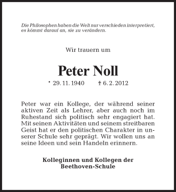 Traueranzeige von Peter Noll von Tagesspiegel