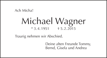 Traueranzeige von Michael Wagner von Tagesspiegel