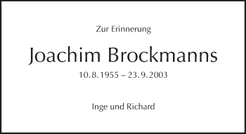 Traueranzeige von Joachim Brockmanns von Tagesspiegel