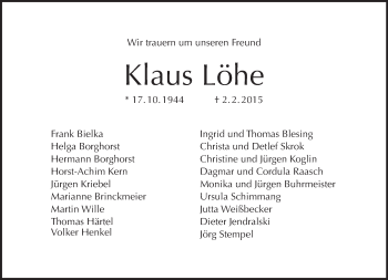 Traueranzeige von Klaus Löhe von Tagesspiegel