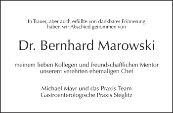 Traueranzeige von Bernhard Marowski von Tagesspiegel