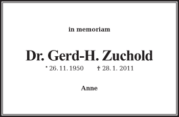 Traueranzeige von Gerd-H. Zuchold von Tagesspiegel