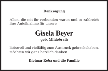 Traueranzeige von Gisela Beyer von Tagesspiegel