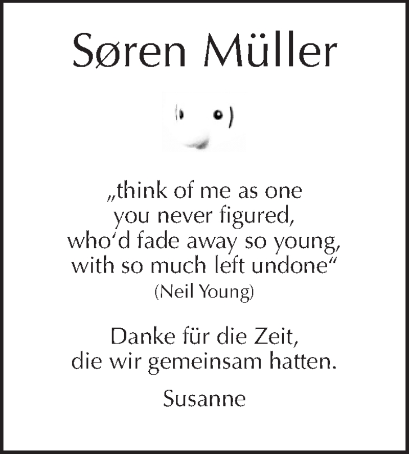  Traueranzeige für Søren Müller vom 20.04.2014 aus Tagesspiegel