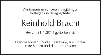 Traueranzeige von Reinhold Bracht von Tagesspiegel