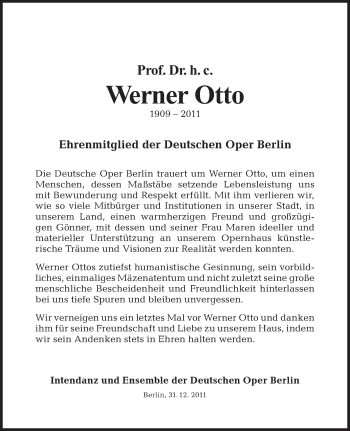 Traueranzeige von Werner Otto von Tagesspiegel