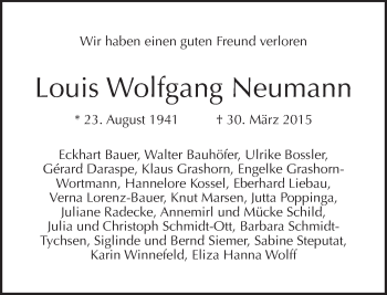 Traueranzeige von Louis Wolfgang Neumann von Tagesspiegel