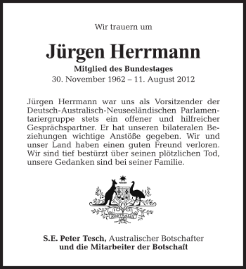 Traueranzeige von Jürgen Herrmann von Tagesspiegel