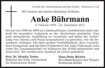 Traueranzeige von Anke Bührmann von Tagesspiegel