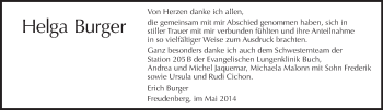 Traueranzeige von Helga Burger von Tagesspiegel