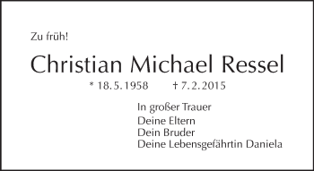 Traueranzeige von Christian Michael Ressel von Tagesspiegel