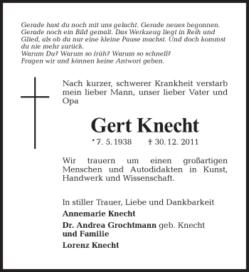 Traueranzeige von Gert Knecht von Tagesspiegel