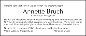 Traueranzeige von Annette Bruch von Tagesspiegel