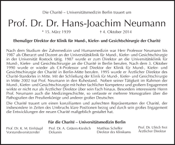 Traueranzeige von Hans-Joachim Neumann von Tagesspiegel