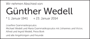 Traueranzeige von Günther Wedell von Tagesspiegel