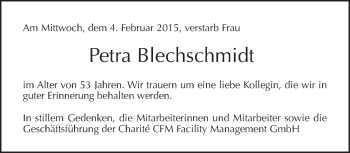 Traueranzeige von Petra Blechschmidt von Tagesspiegel