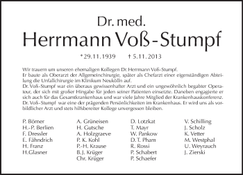 Traueranzeige von Herrmann Voß-Stumpf von Tagesspiegel