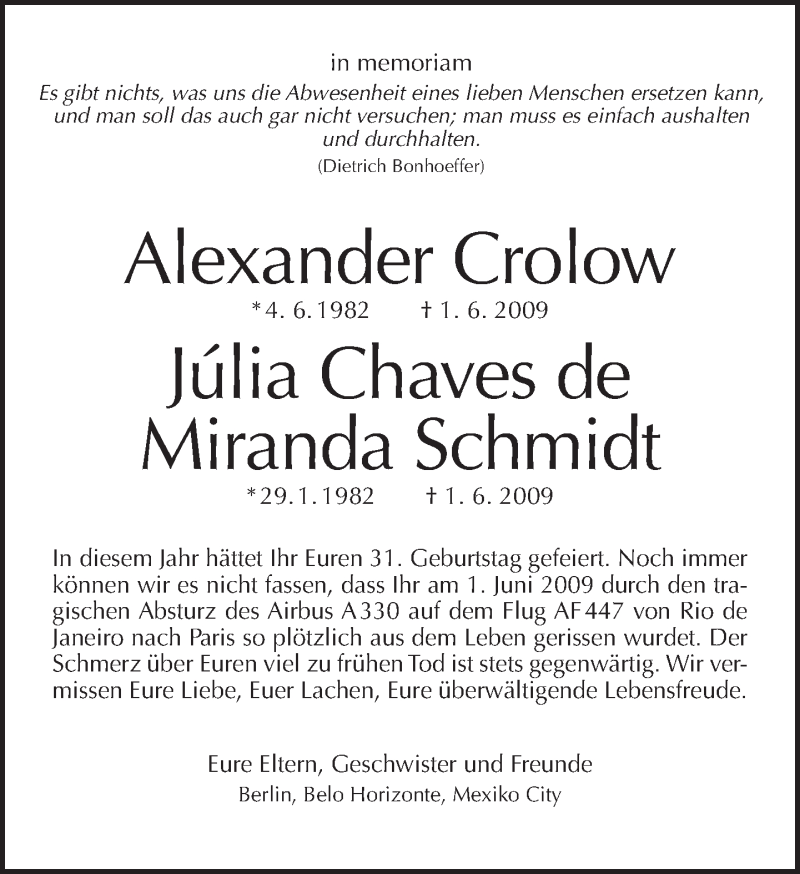  Traueranzeige für Alexander Crolow vom 02.06.2013 aus Tagesspiegel