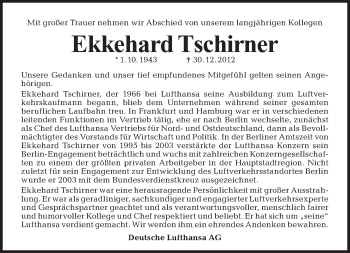 Traueranzeige von Ekkehard Tschirner von Tagesspiegel