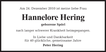 Traueranzeige von Hannelore Hering von Tagesspiegel