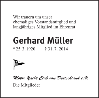 Traueranzeige von Gerhard Müller von Tagesspiegel