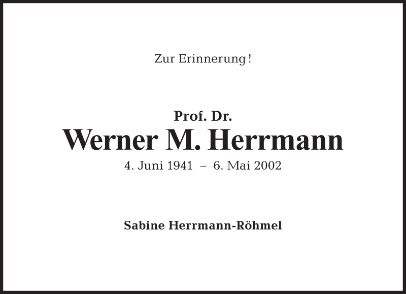  Traueranzeige für Werner M. Herrmann vom 06.05.2012 aus Tagesspiegel