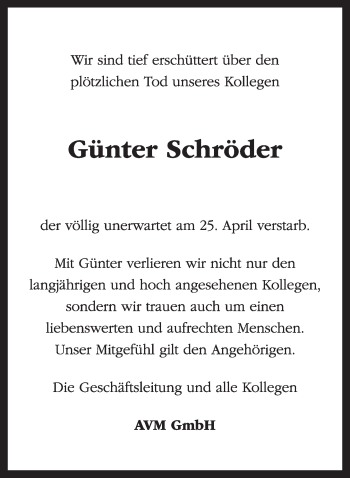 Traueranzeige von Günter Schröder von Tagesspiegel