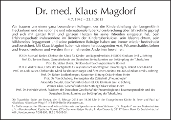 Traueranzeige von Klaus Magdorf von Tagesspiegel
