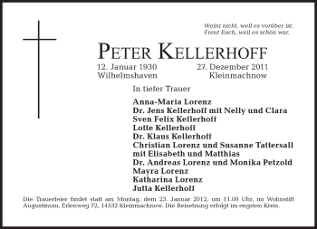 Traueranzeige von Peter Kellerhoff von Tagesspiegel