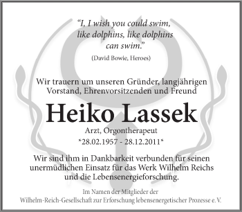 Traueranzeige von Heiko Lassek von Tagesspiegel