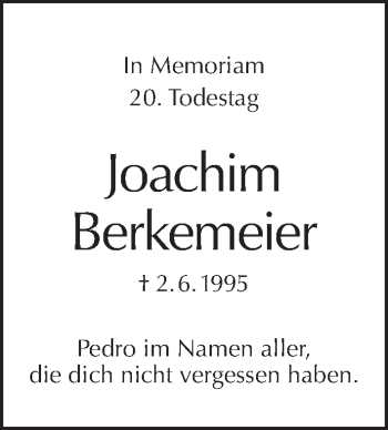 Traueranzeige von Joachim Berkemeier von Tagesspiegel