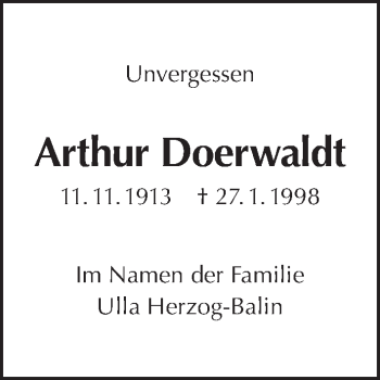Traueranzeige von Arthur Doerwaldt von Tagesspiegel