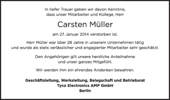 Traueranzeige von Carsten Müller von Tagesspiegel