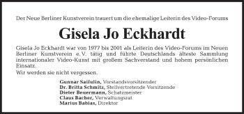 Traueranzeige von Gisela Jo Eckhardt von Tagesspiegel